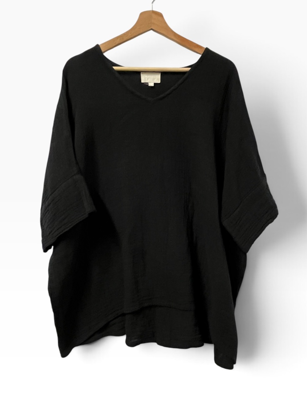 Honest Cotton Oversized Tunic Top Women’s One Size Black 100% Cotton Relaxed